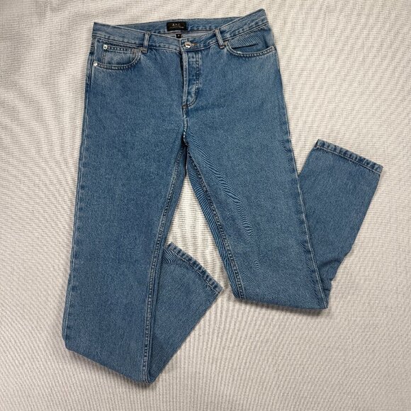A.P.C. Petit New Standard Jeans Blue Light Wash Cotton Denim Button Fly Size 32 - Picture 1 of 11